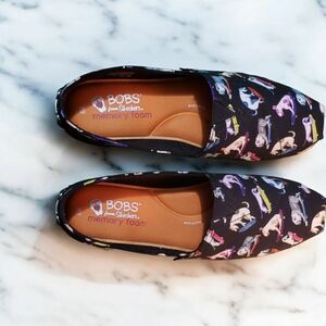 Skechers Black & Dog Print Flats Comfortable Slip-On Loafers